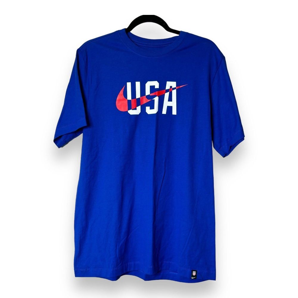 Nike T-Shirt Men Sz M '22 Team USA Swoosh Training Soccer DH7643-452‎ Blue